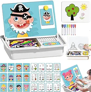 Magnetic Puzzles Face Dress Up Travel Game Double Side Preschool Educational Learning Toy for Kids, Educational Magnetic Book Tabletop Toy Dress-Up Game, Preschool Toddler Learning Activities