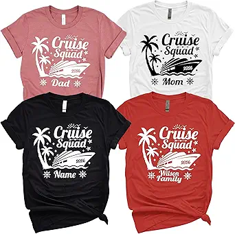 Custom Cruise Squad 2026 Family Matching Shirts, Personalized Cruise Crew Graphic Outfits, Customizable Cruisin Holiday Tees
